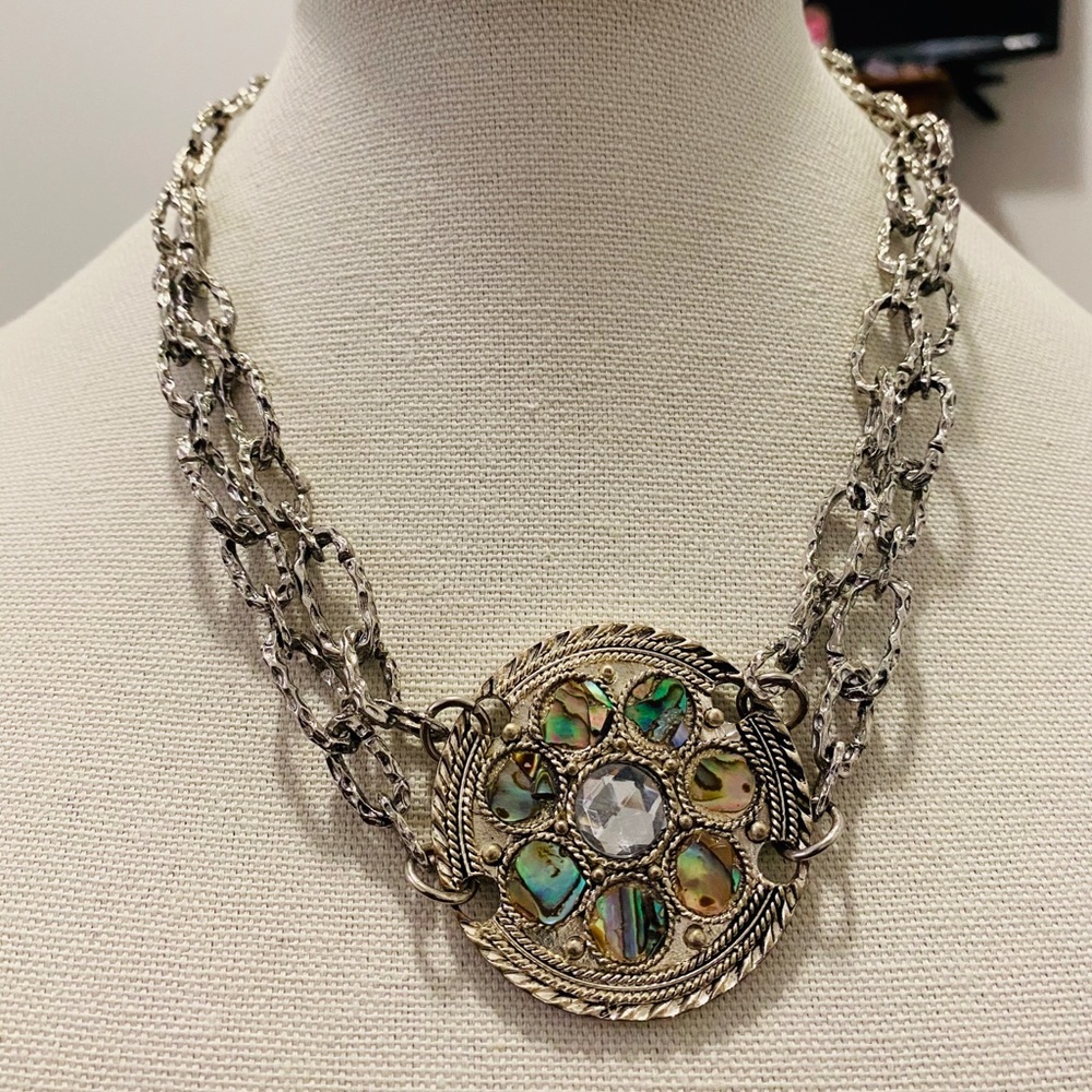 Vintage silver mother pearl necklace